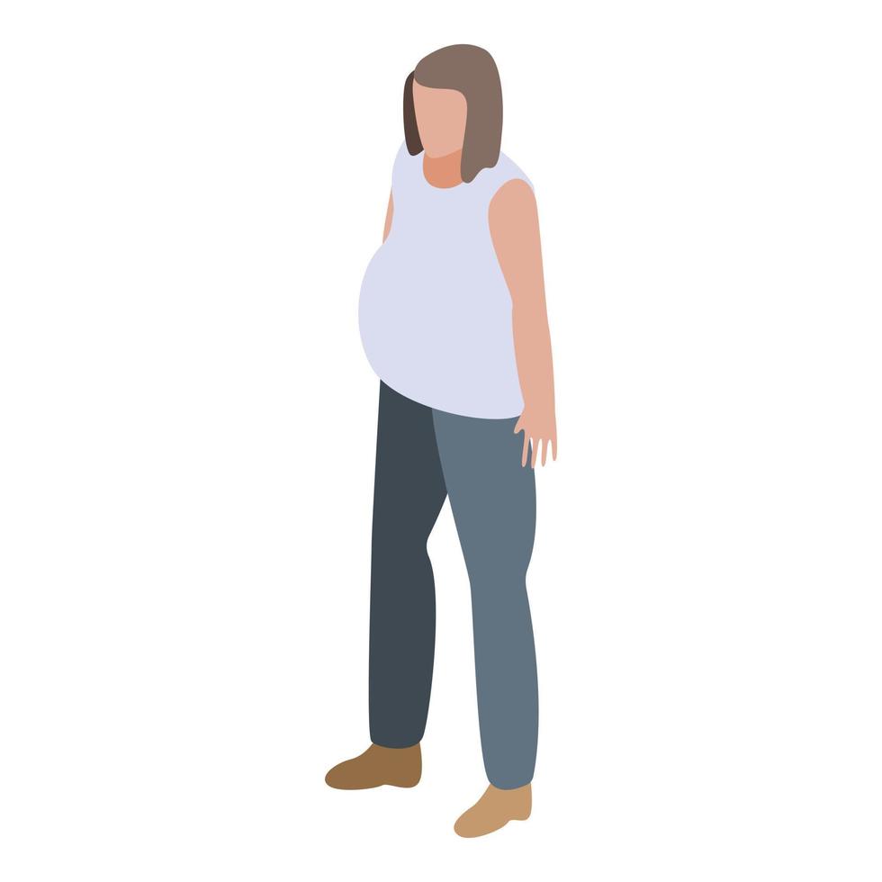 icono de niña embarazada, estilo isométrico vector