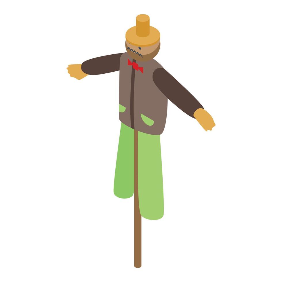 Cute scarecrow icon, isometric style vector