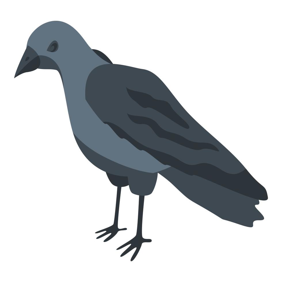 Black crow icon, isometric style vector