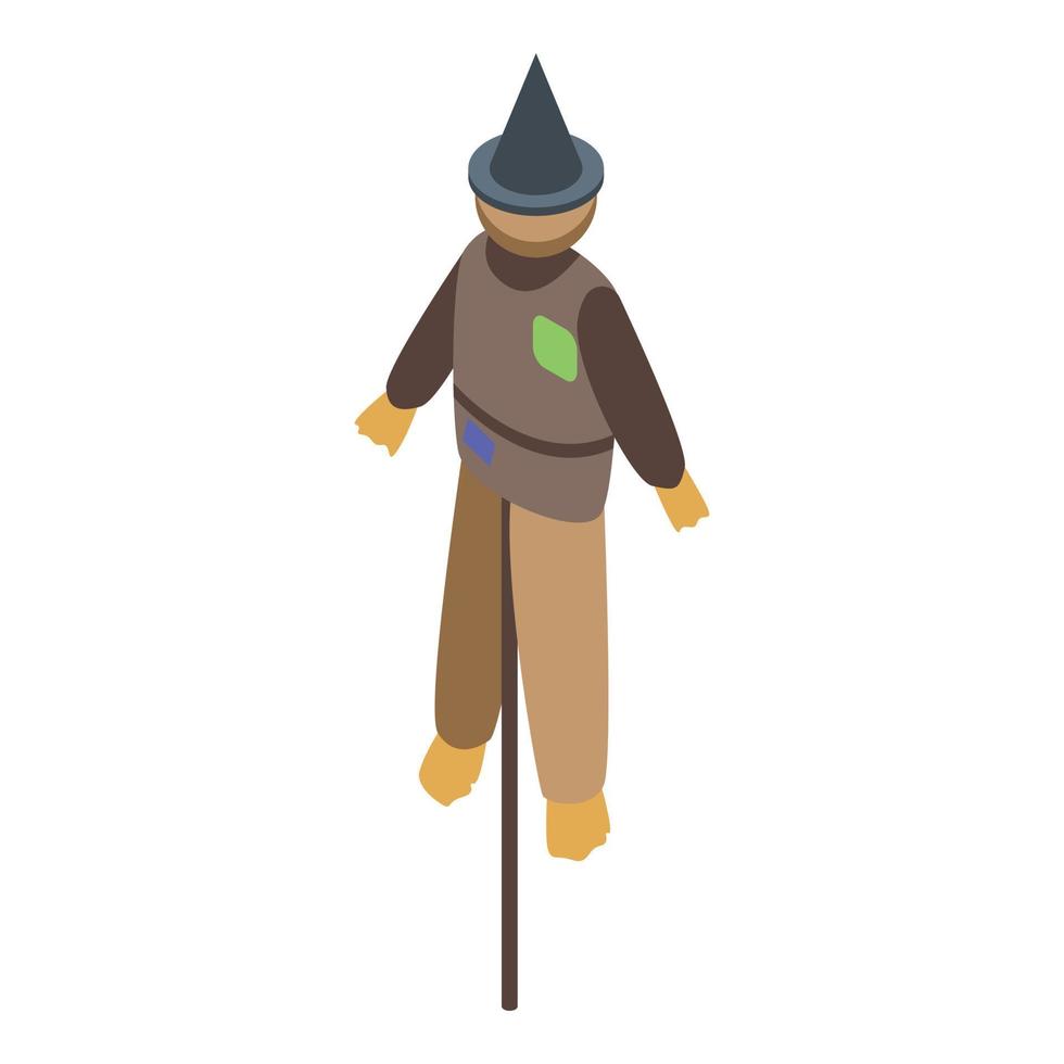 Funny scarecrow icon, isometric style vector