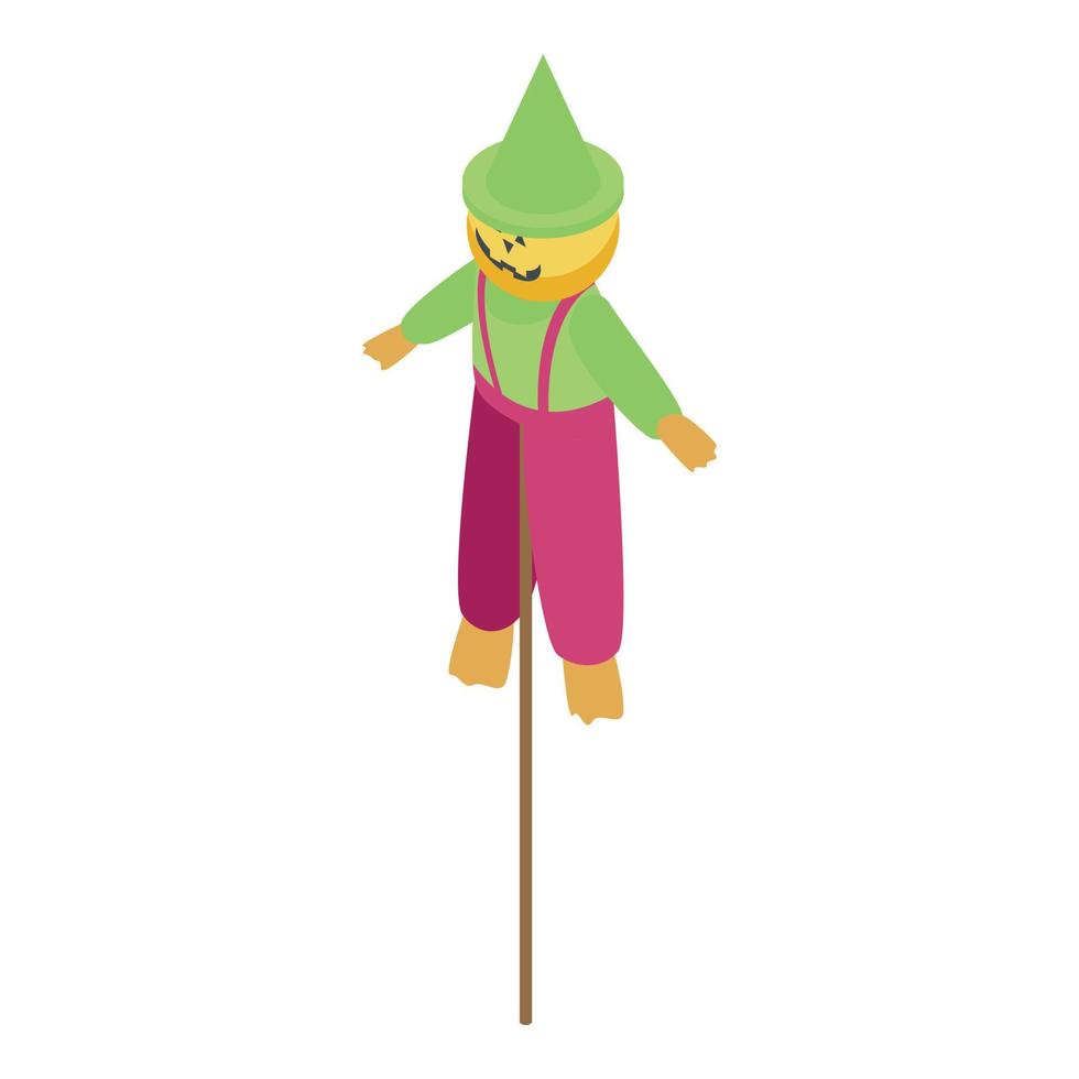 Scarecrow doll icon, isometric style vector