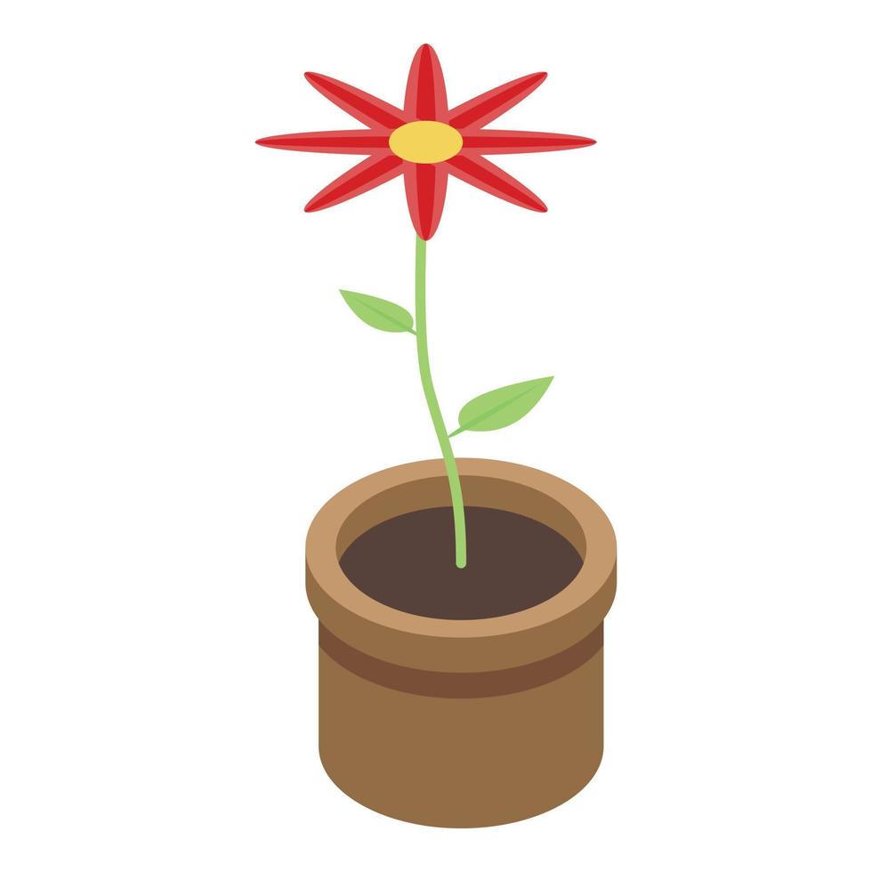 Pot flower icon, isometric style vector