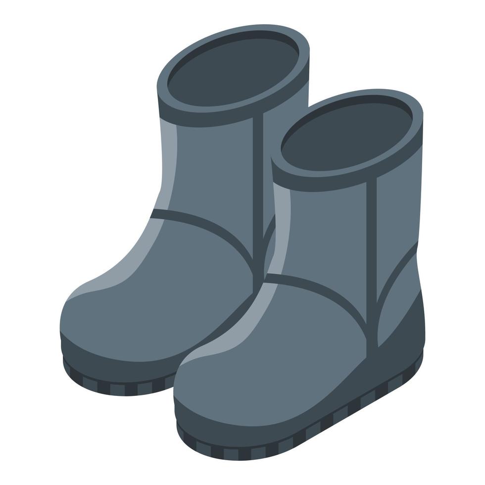 icono de botas ugg negras, estilo isométrico vector