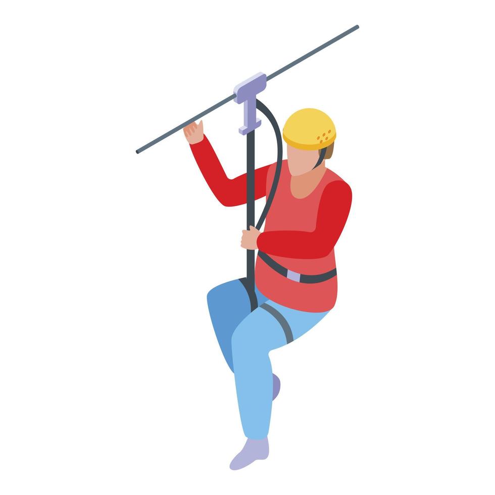 Adventure zip line icon, isometric style vector