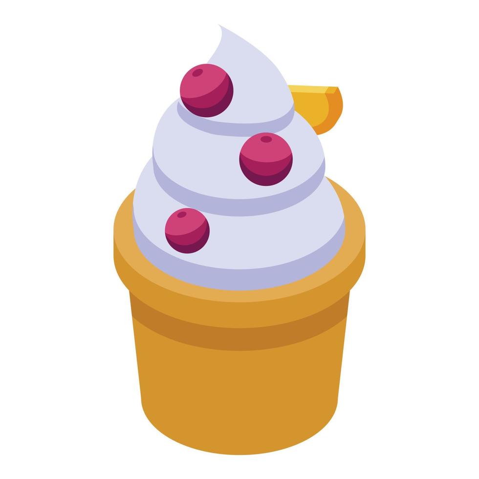 icono de cupcake de crema, estilo isométrico vector