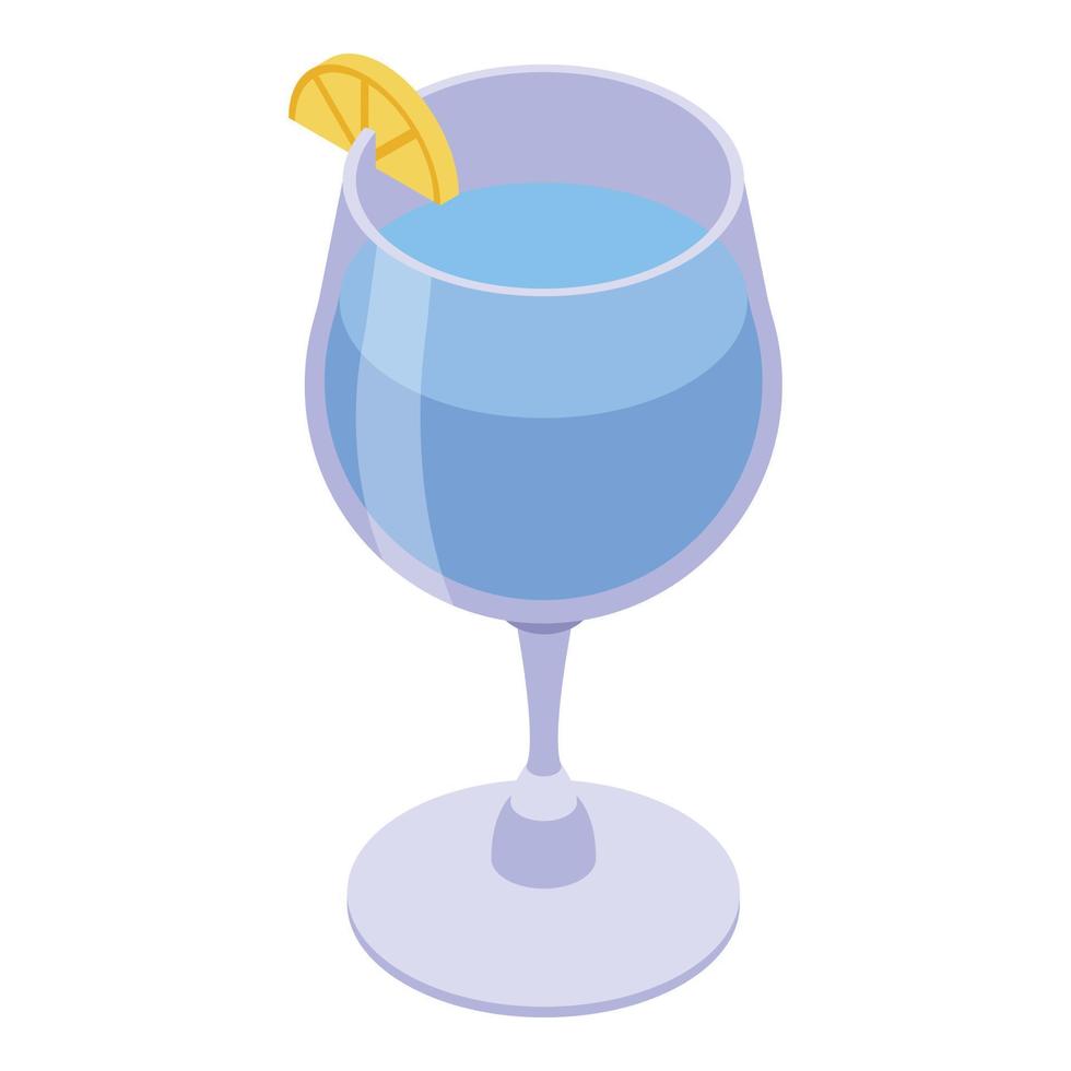 Beach cocktail icon, isometric style vector