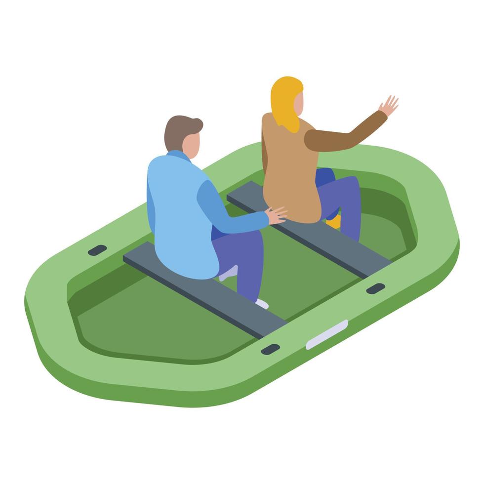 Flood rubber boat icon, isometric style vector