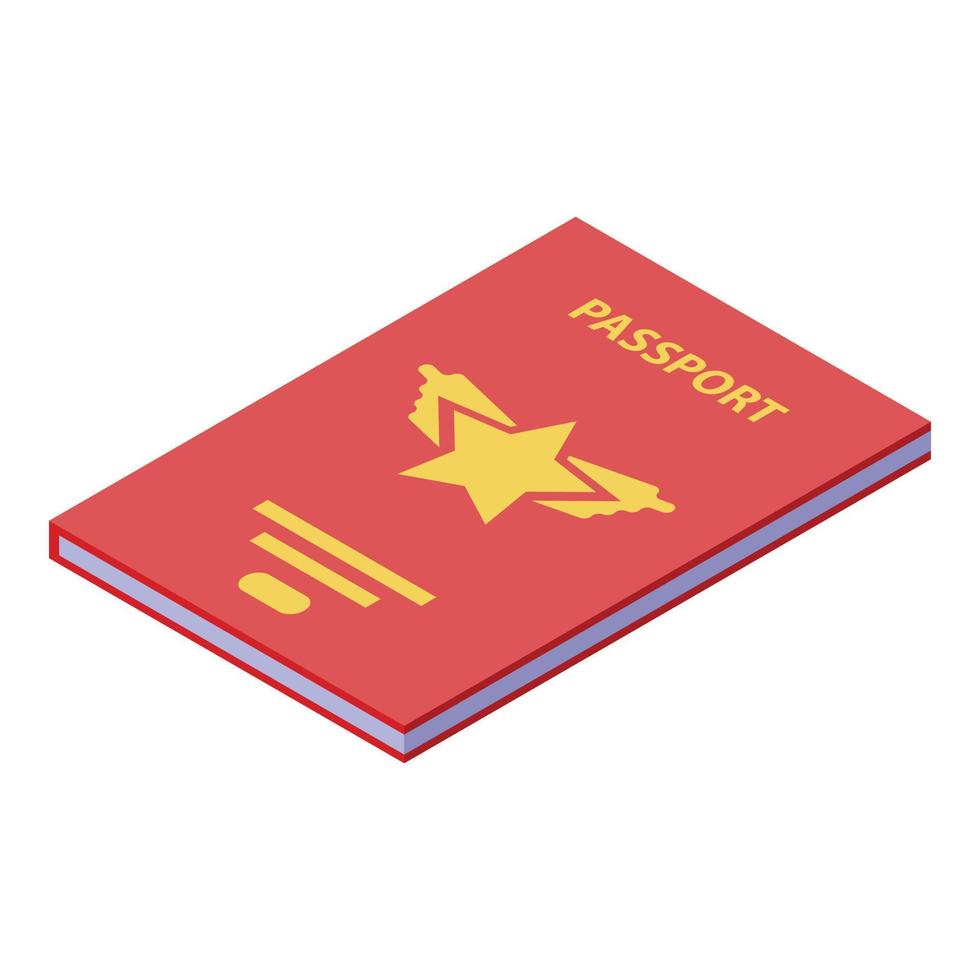 icono de pasaporte internacional, estilo isométrico vector
