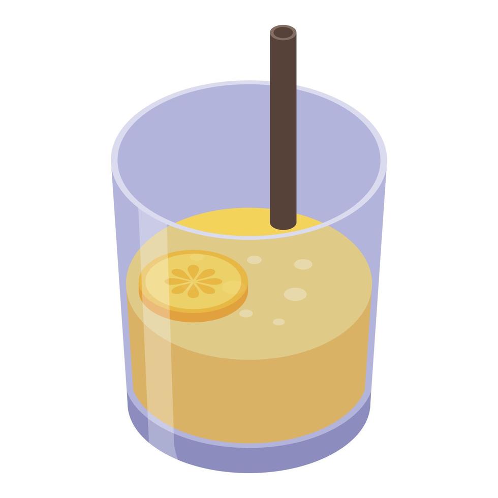 Orange juice cocktail icon, isometric style vector