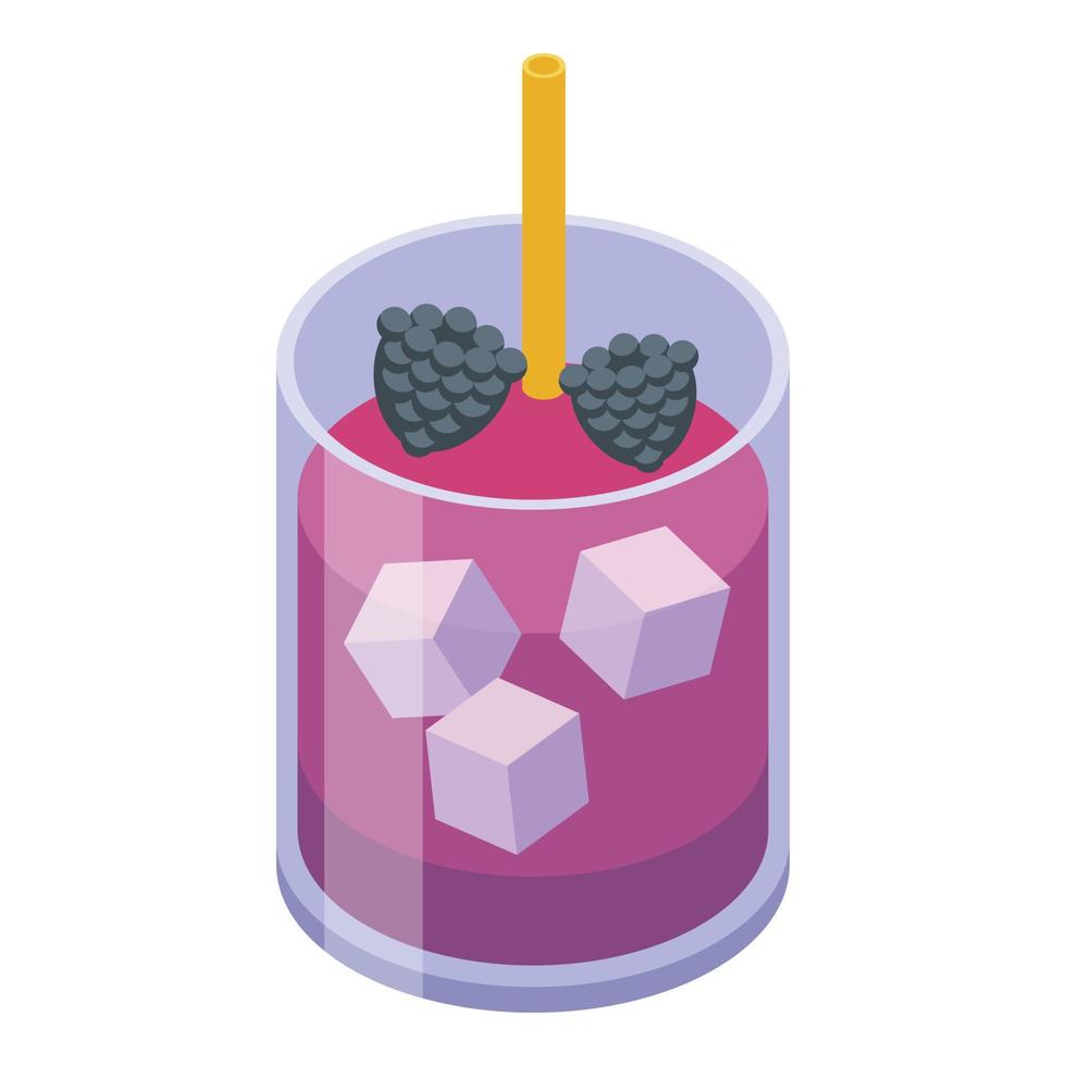 Berry cocktail icon, isometric style vector