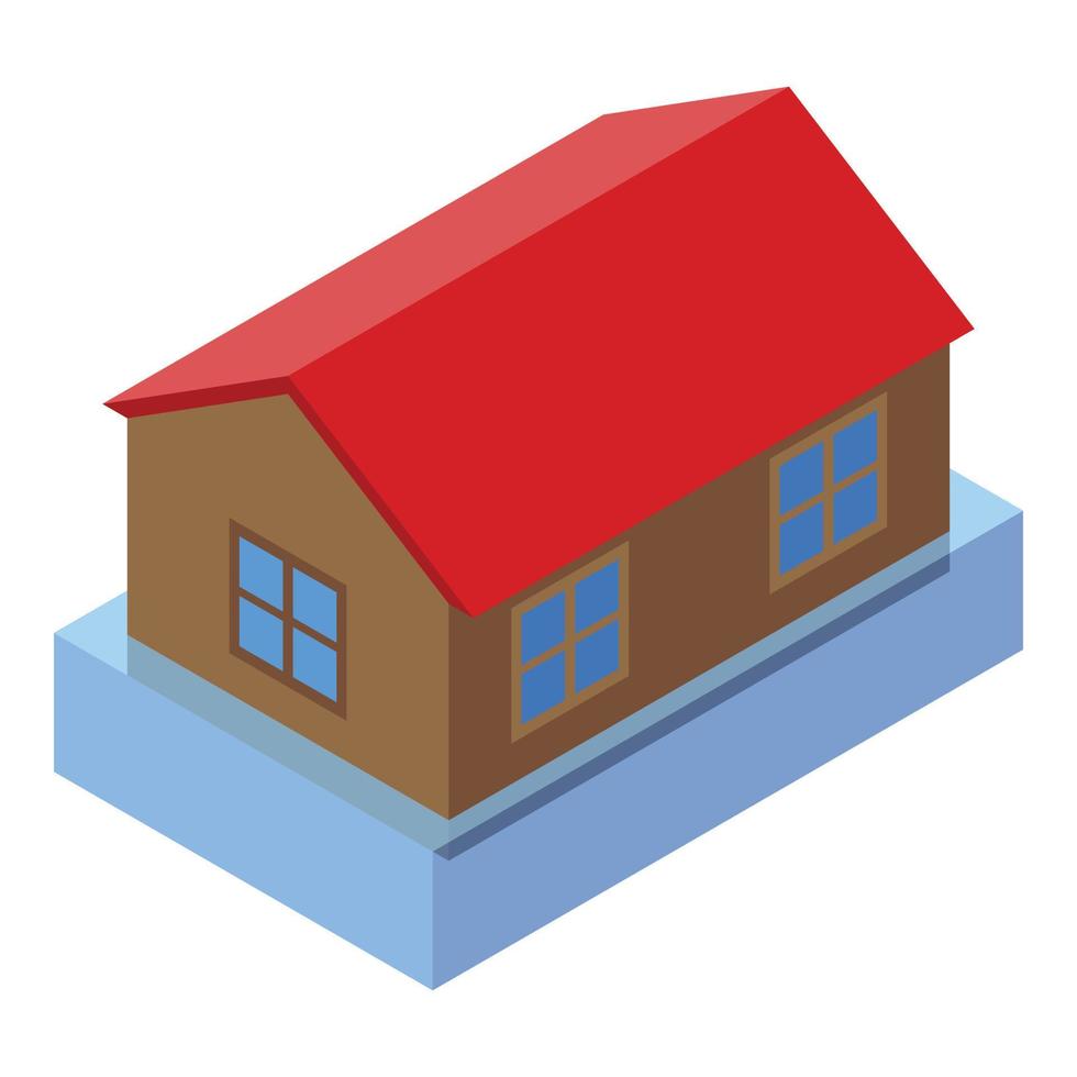 House in flood icon, isometric style vector