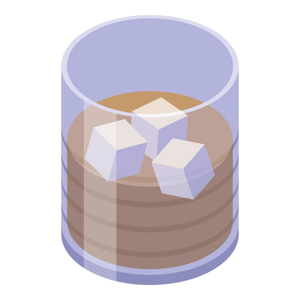 Cold ice cube cocktail icon, isometric style vector