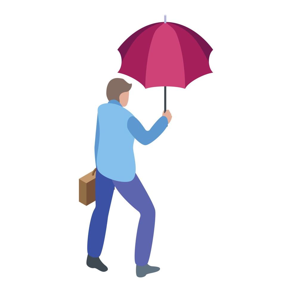 Manager with umbrella icon, isometric style vector