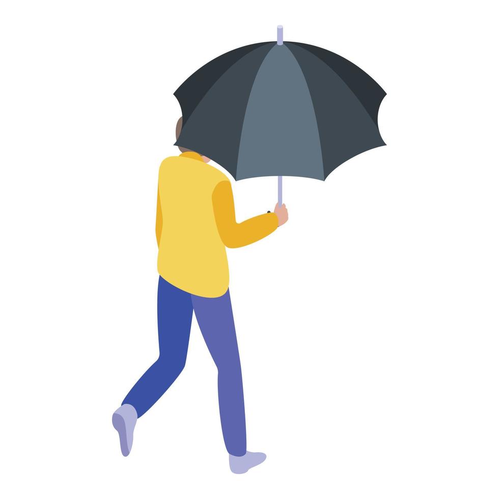 Boy with umbrella icon, isometric style vector