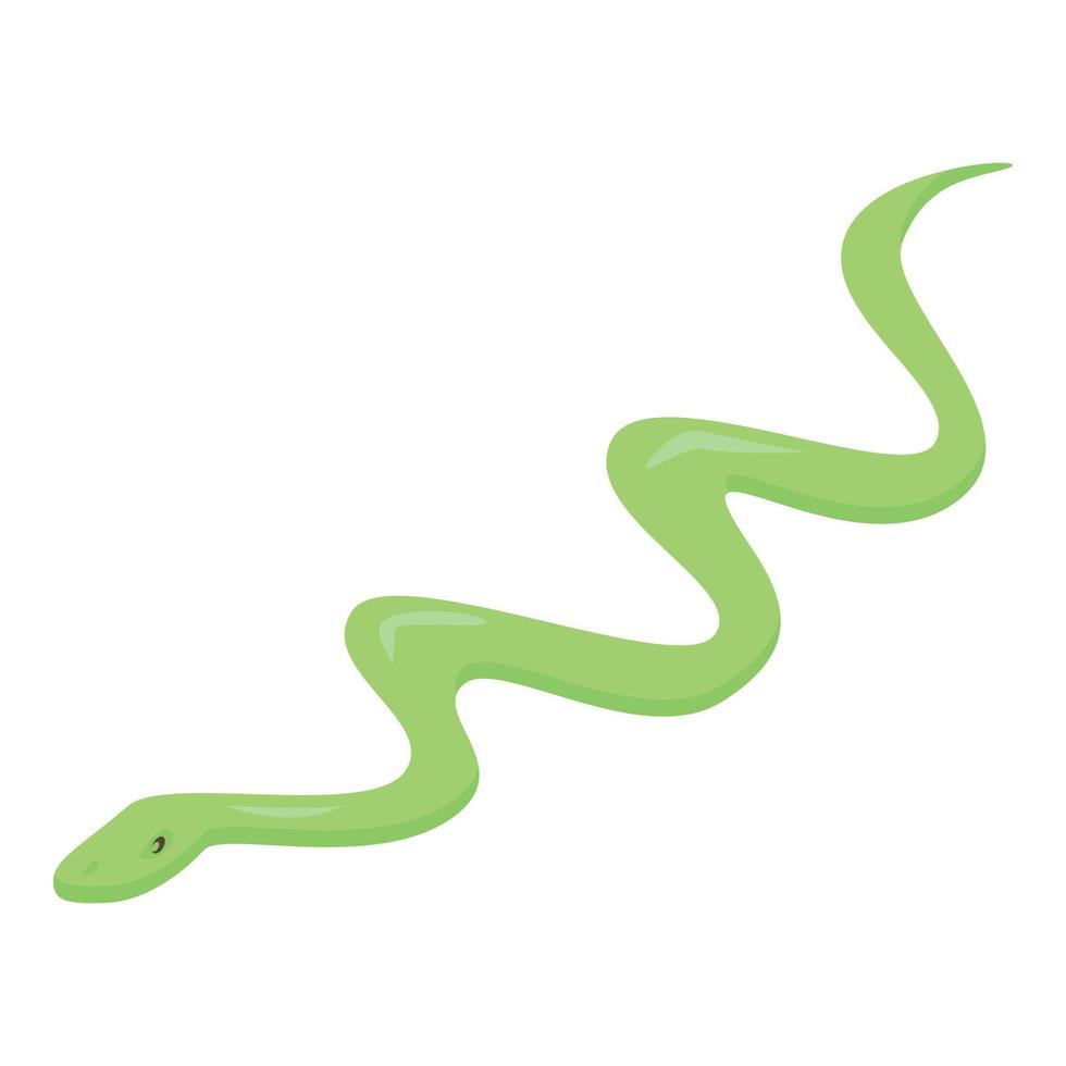 icono de serpiente verde, estilo isométrico vector