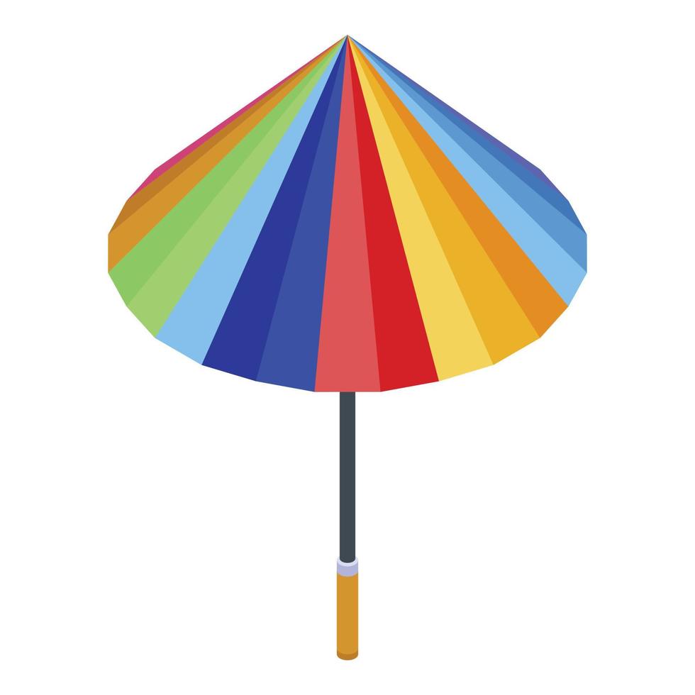 Colorful rainy umbrella icon, isometric style vector