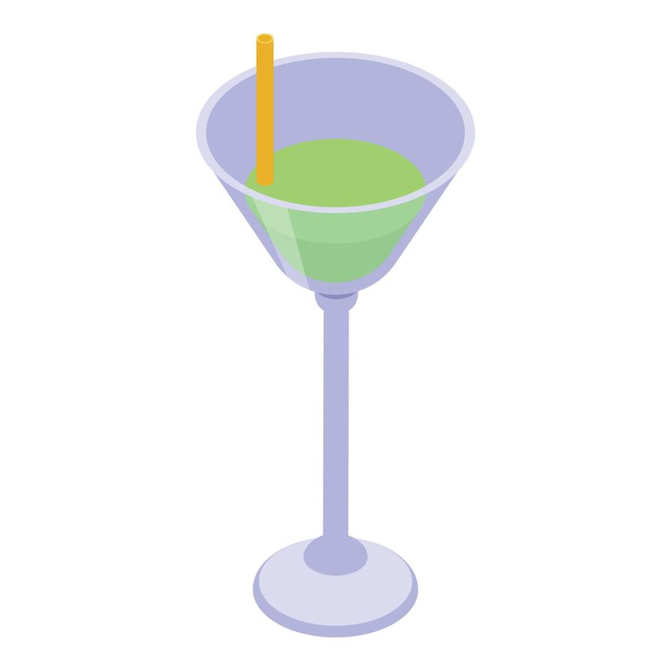 Green cocktail icon, isometric style vector