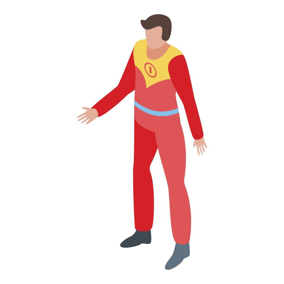 Red mascot superhero icon, isometric style vector