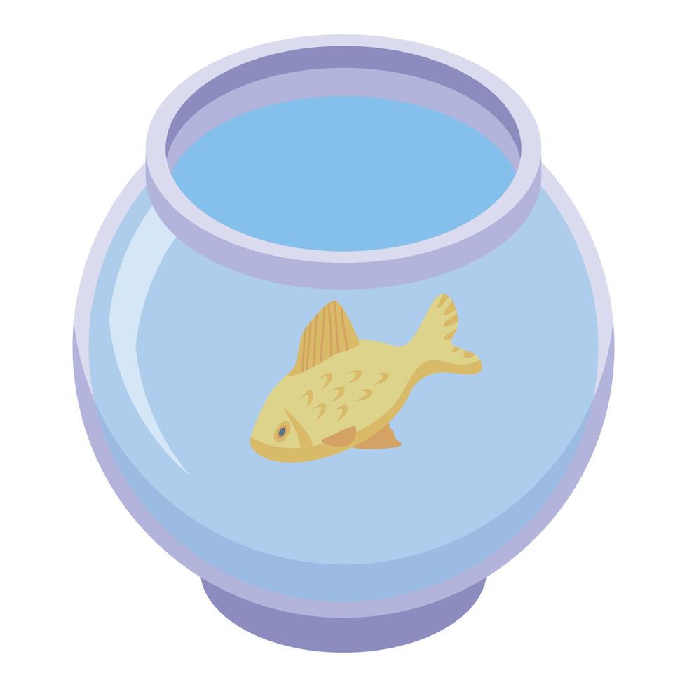 Fish in aquarium icon, isometric style vector
