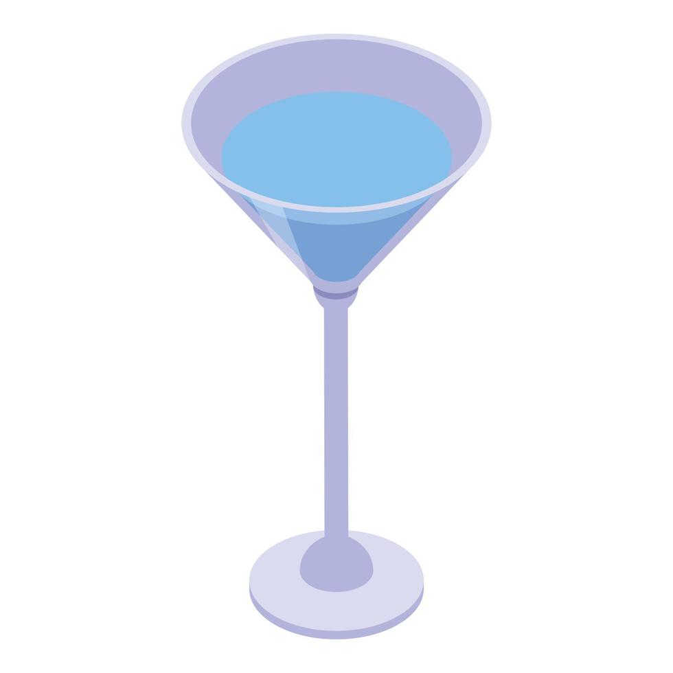 Restaurant blue cocktail icon, isometric style vector