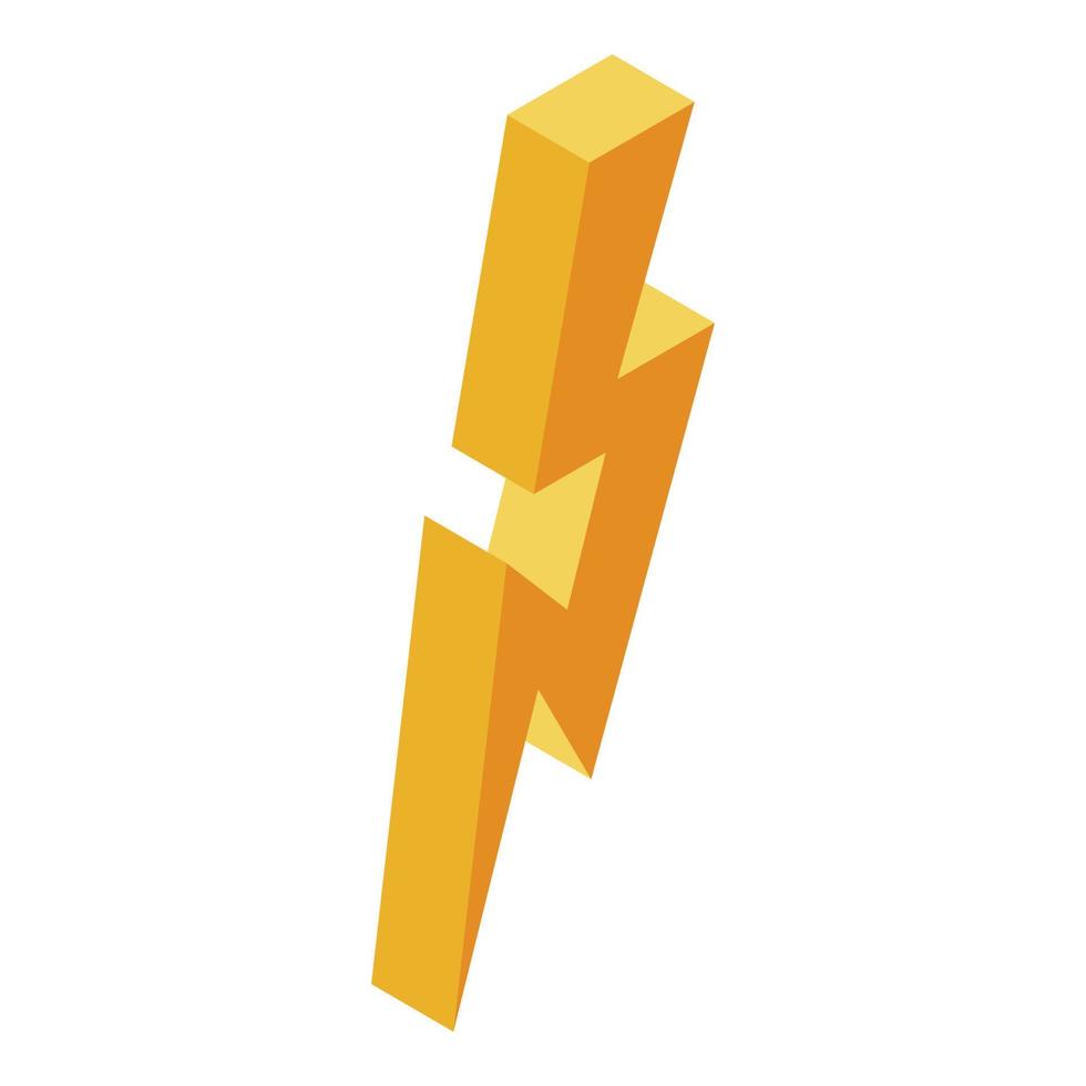 Yellow powerful thunder icon, isometric style vector