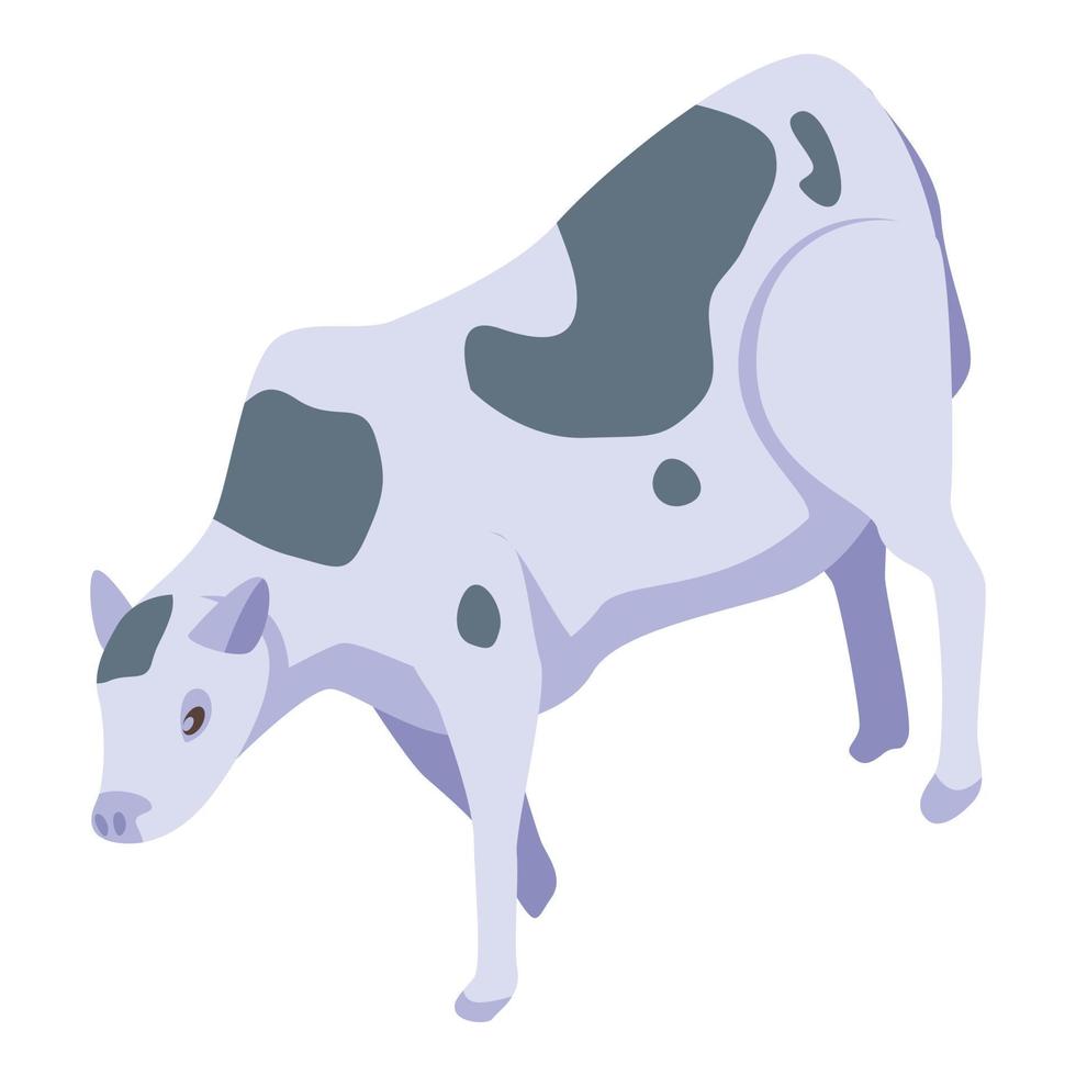 icono de vaca de granja, estilo isométrico vector