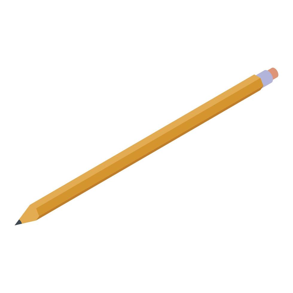 Yellow pencil icon, isometric style vector