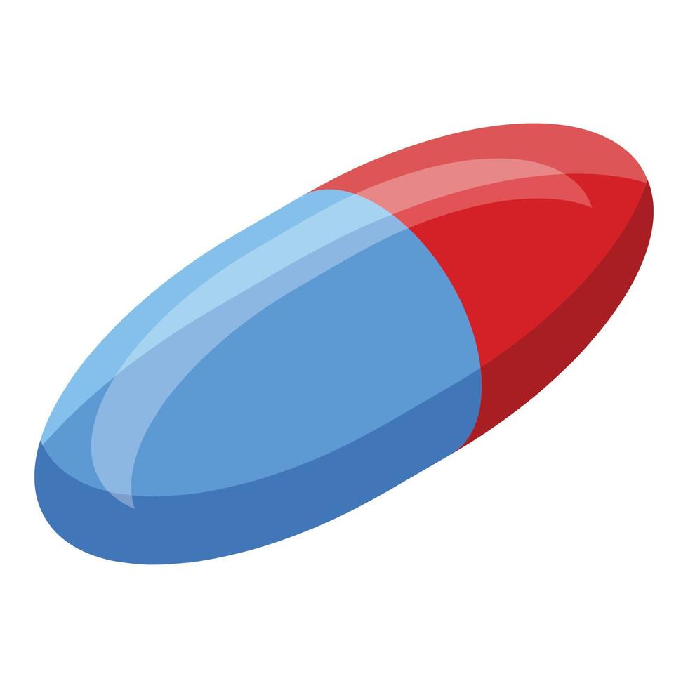 Red blue capsule icon, isometric style vector