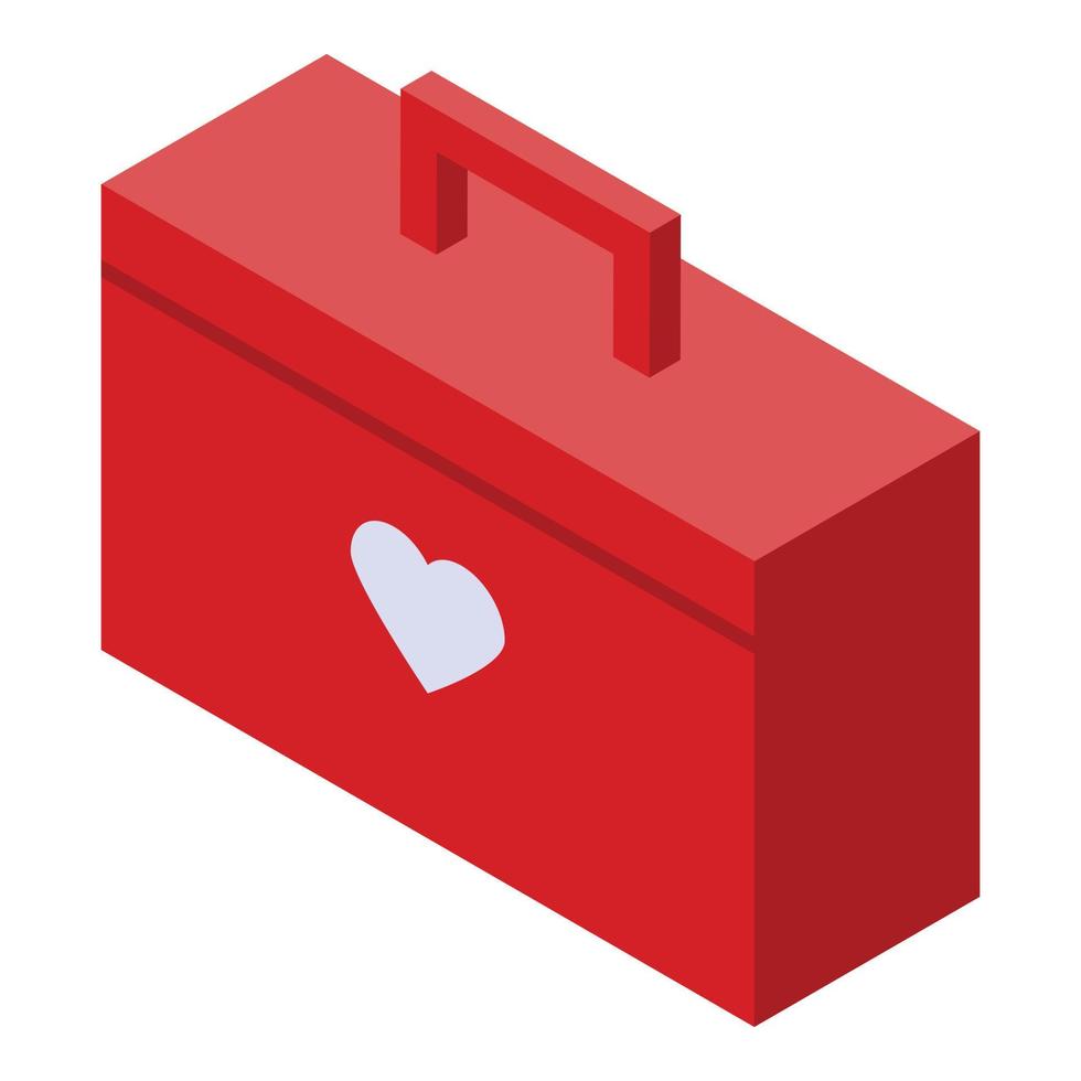 Veterinarian first aid kit icon, isometric style vector