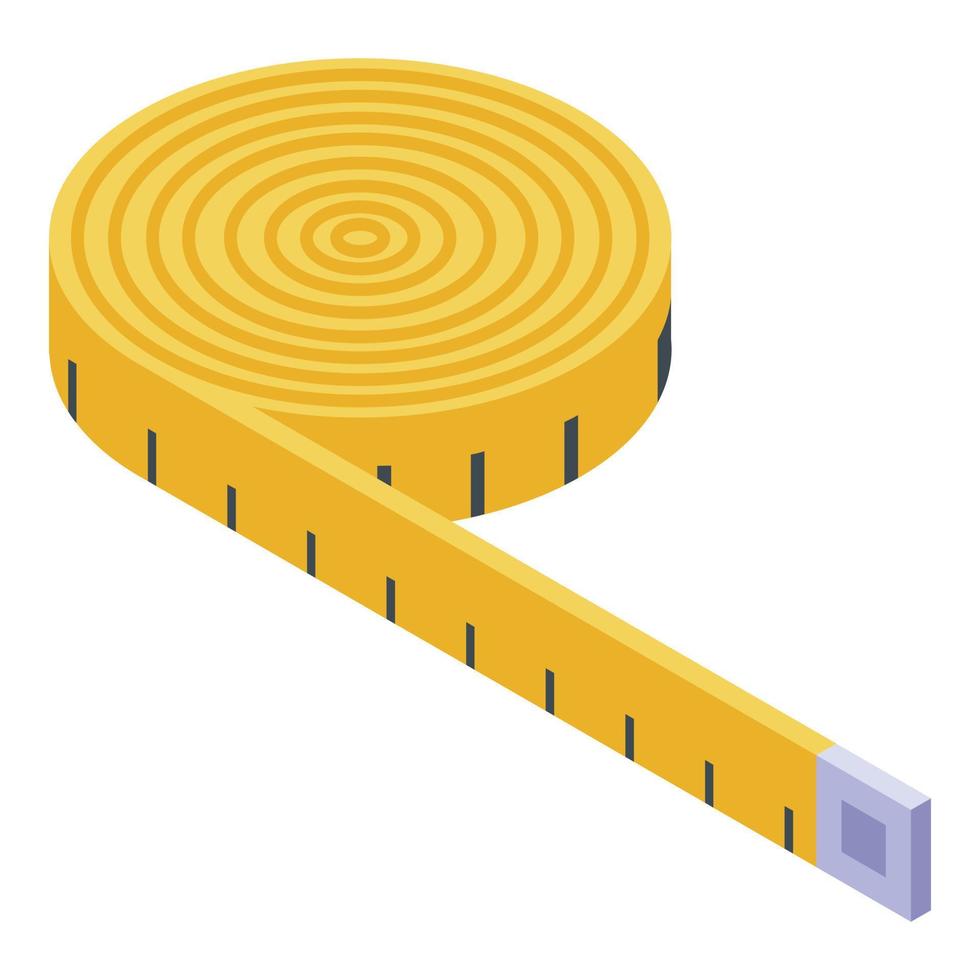 Measurement tape icon, isometric style vector