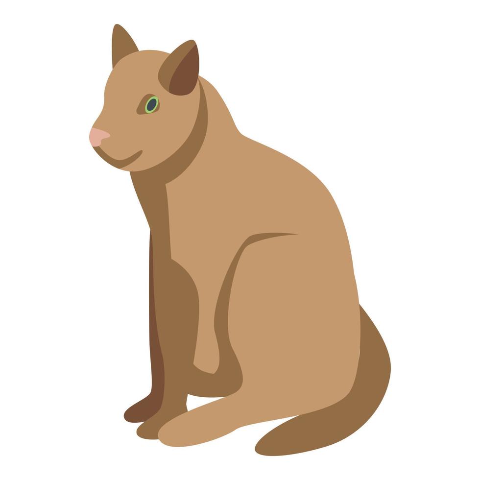 Brown cat icon, isometric style vector