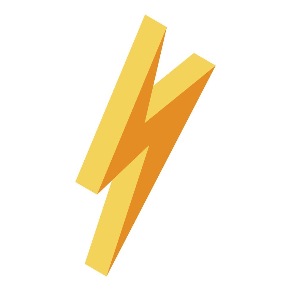 Thunderbolt icon, isometric style vector