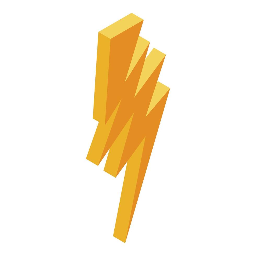 Yellow electric bolt icon, isometric style vector