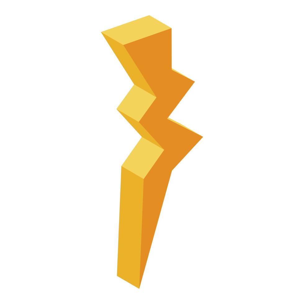 Yellow light bolt icon, isometric style vector
