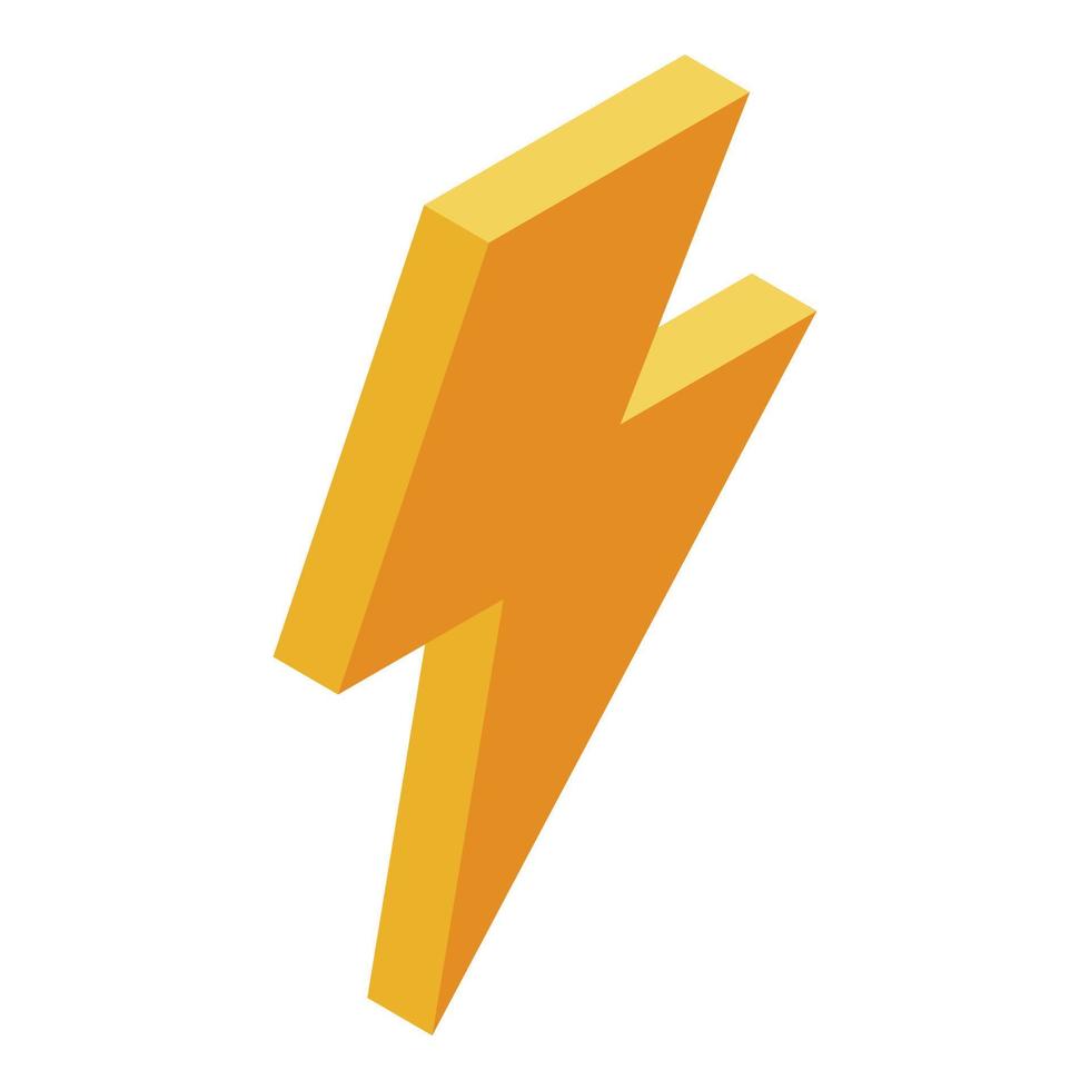 Yellow thunderbolt icon, isometric style vector