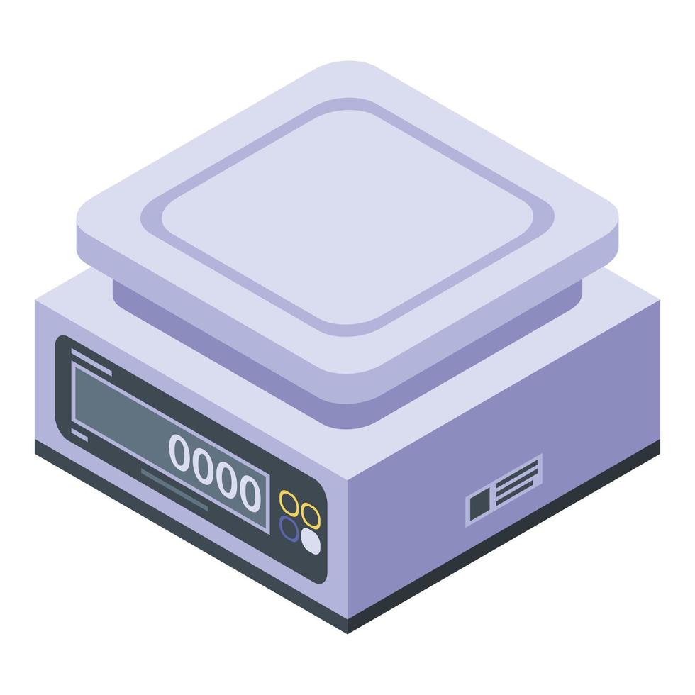 Electronic weigh scales icon, isometric style vector