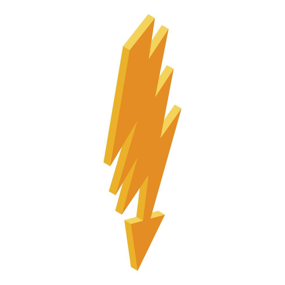 Yellow thunder flash icon, isometric style vector