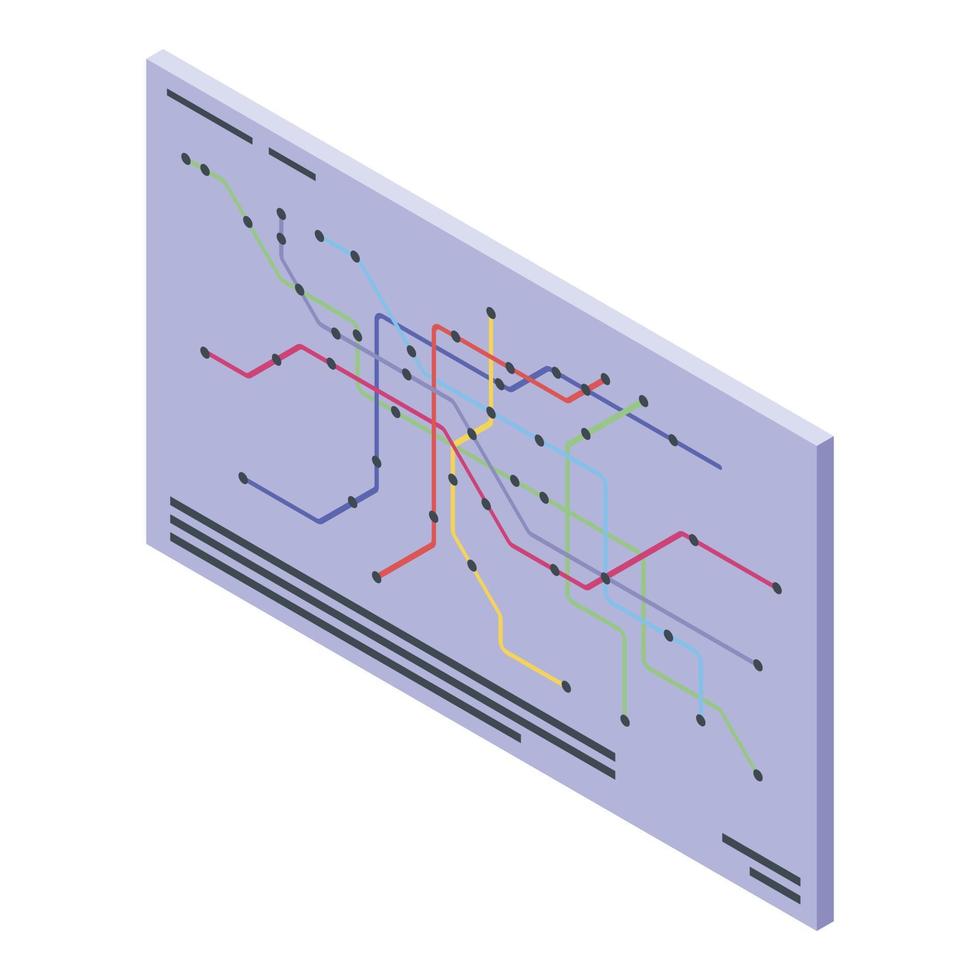 Metro map icon, isometric style vector