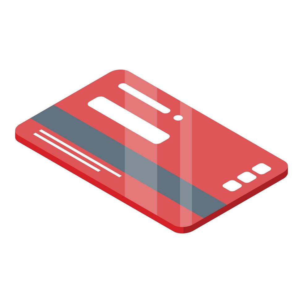 Subway pass card icon, isometric style vector