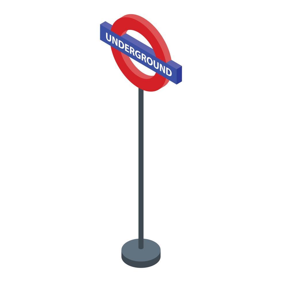 Underground metro sign icon, isometric style vector
