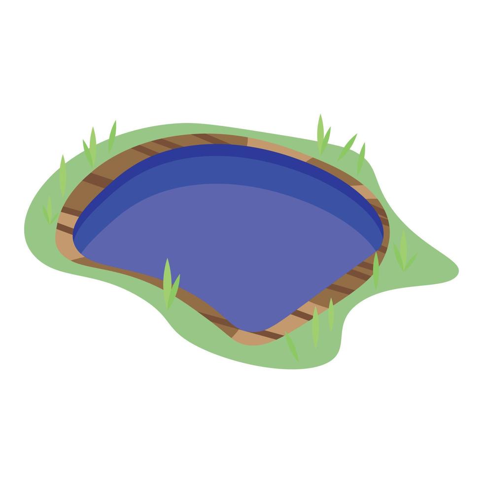 Garden pond icon, isometric style vector