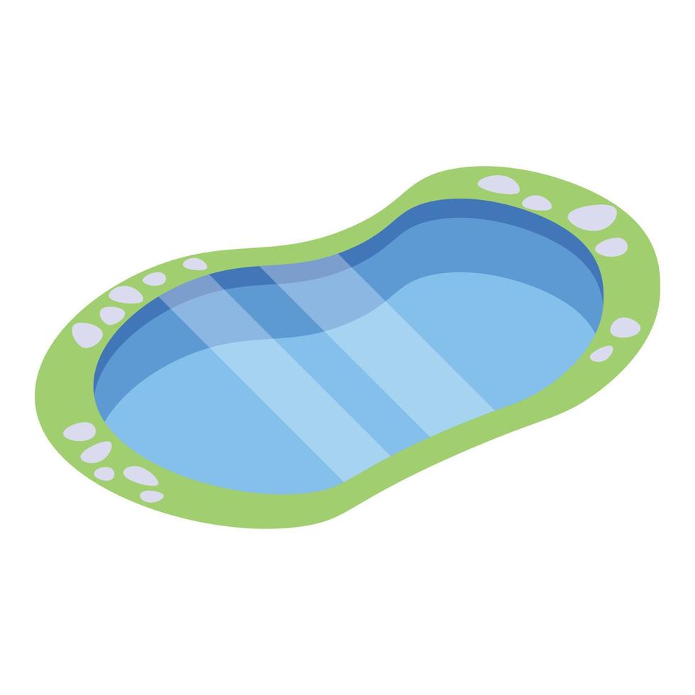 Small pond icon, isometric style vector