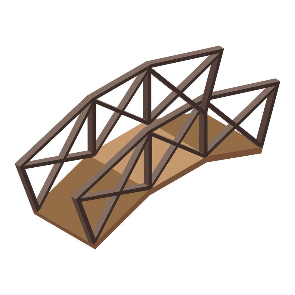 Wooden bridge icon, isometric style vector