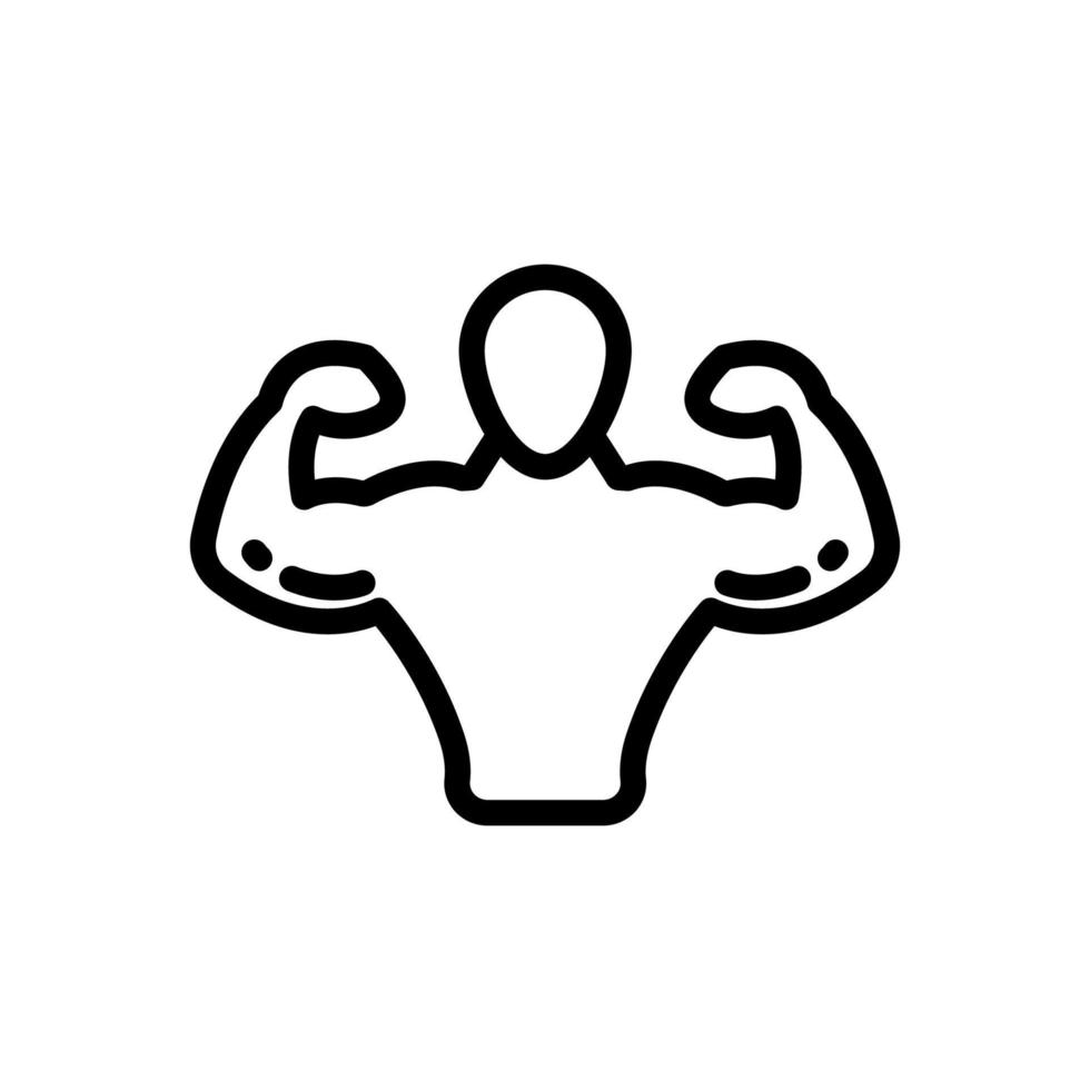 icono de contorno de construcción de cuerpo. ilustración de deportes. El diseño de íconos de construcción de carrocerías es adecuado para desarrolladores de sitios web, creadores de aplicaciones y diseñadores gráficos. vector