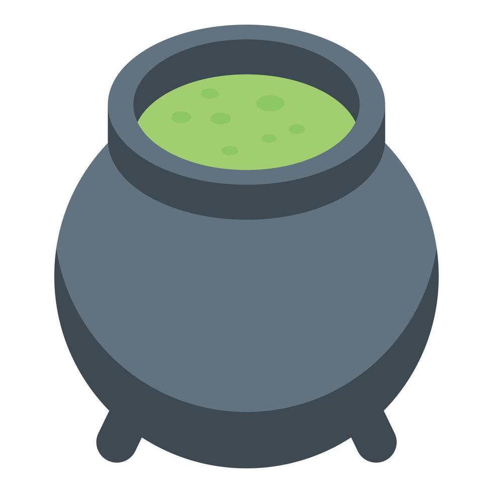 Magic cauldron icon, isometric style vector