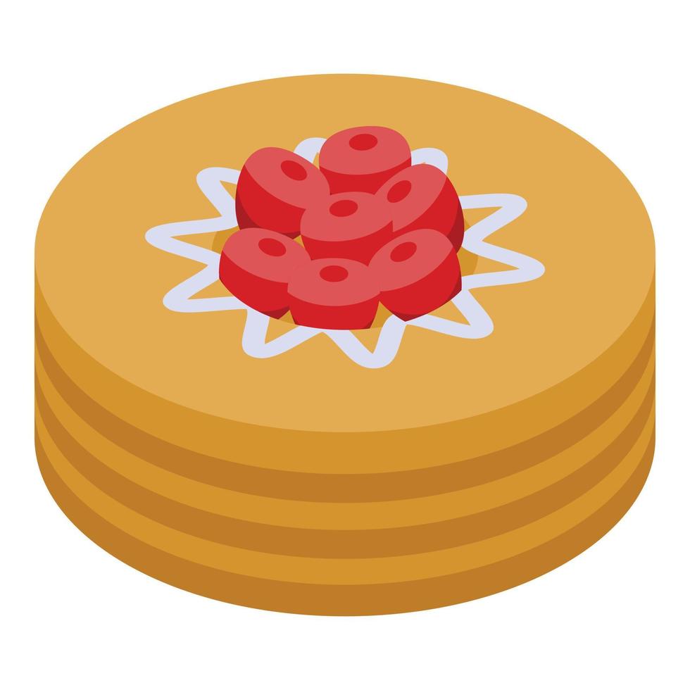 French cake icon, isometric style vector