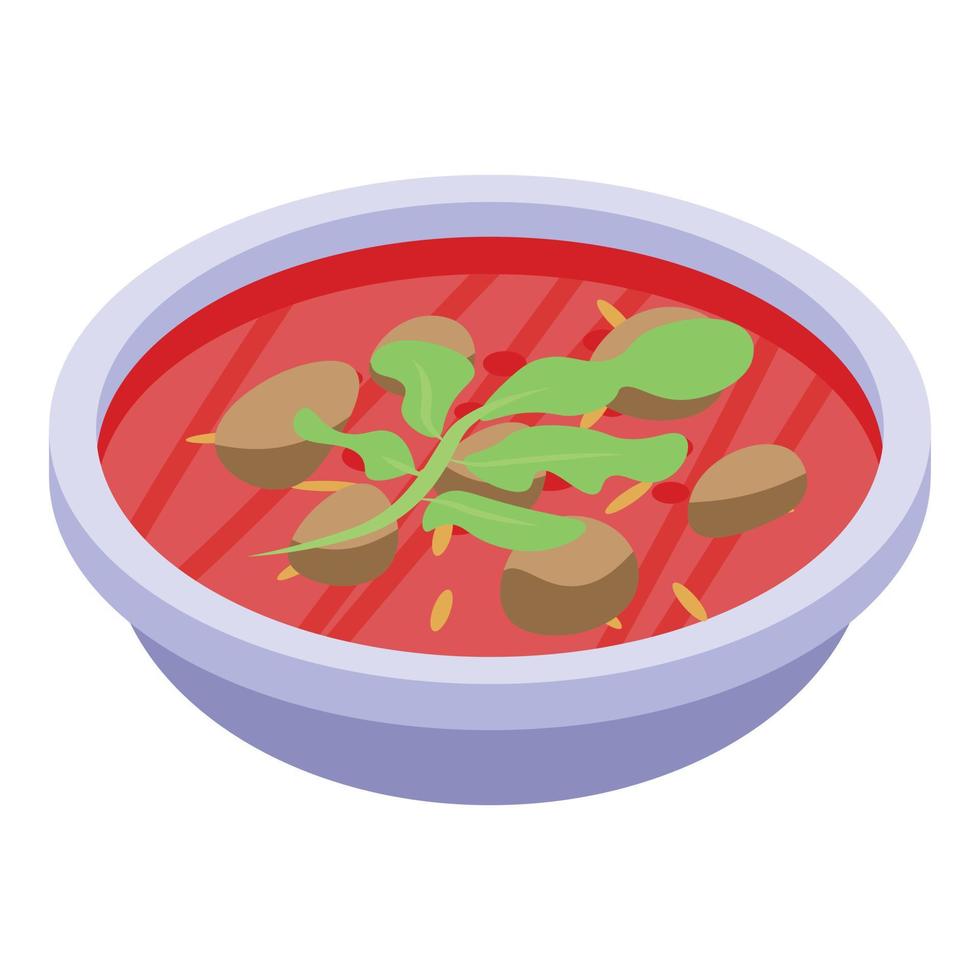 icono de sopa de cerdo tailandés, estilo isométrico vector