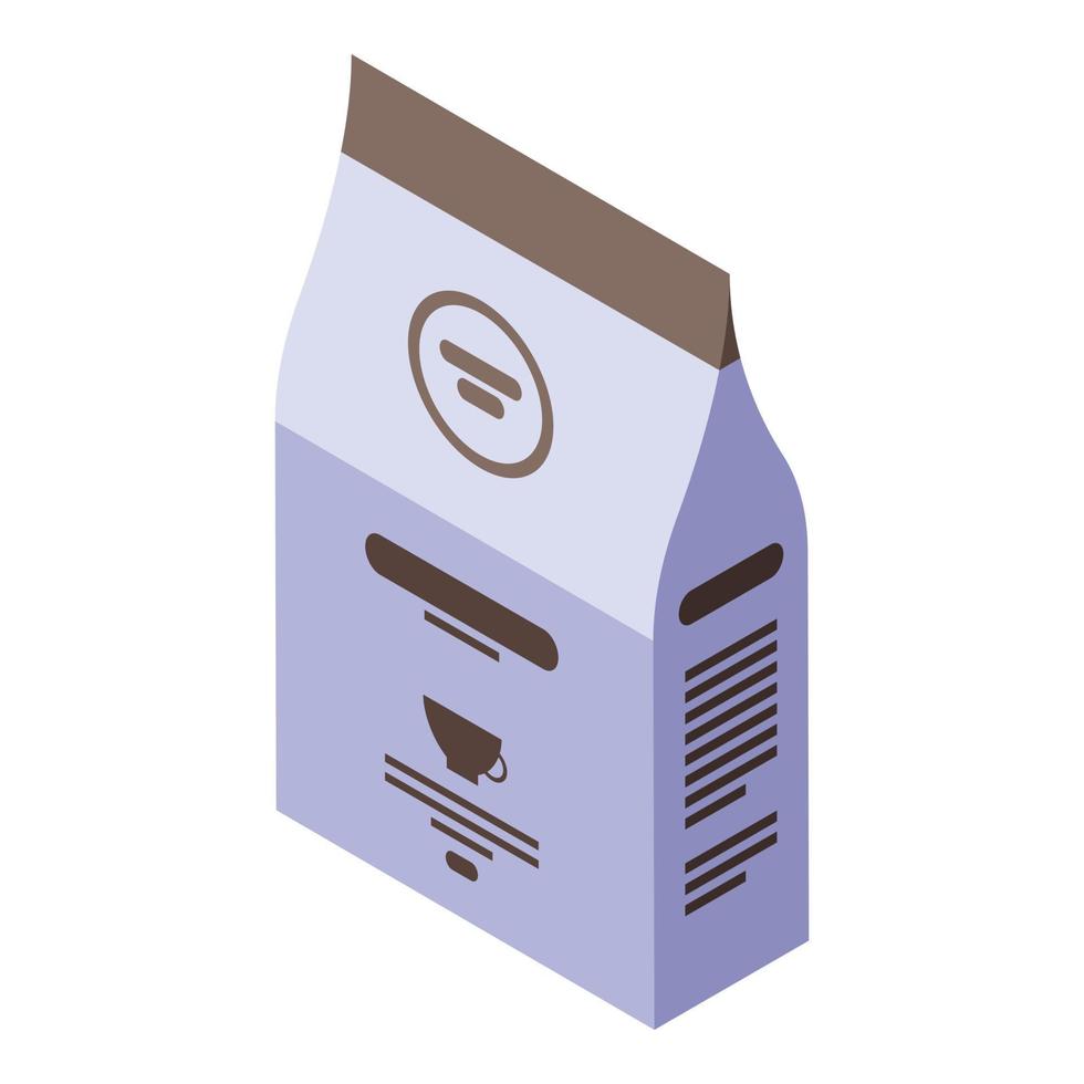 Coffee package icon, isometric style vector