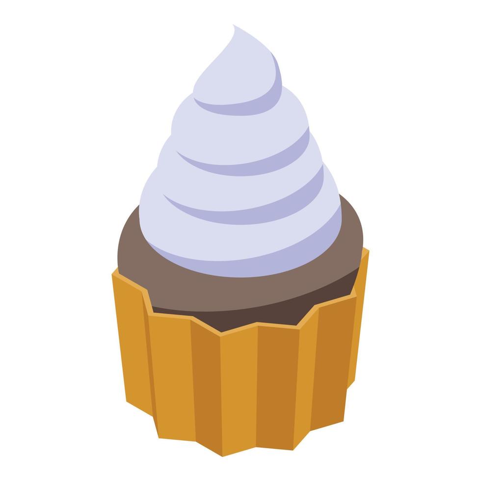 Cream cupcake icon, isometric style vector