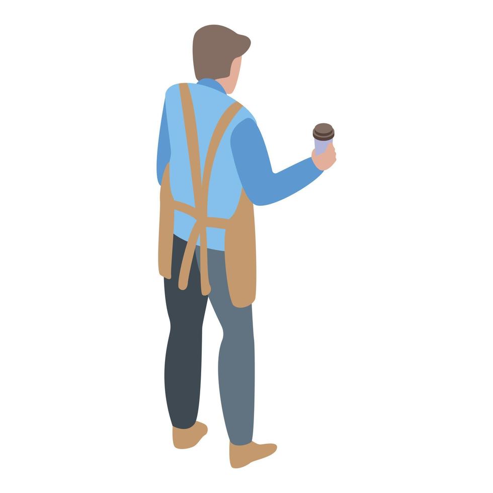 Barista man make coffee icon, isometric style vector